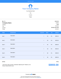 Professional Invoice Template Wave Invoicing