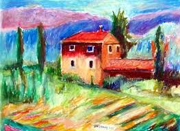Tuscany Hillside Farmhouse Original Oil Pastel In Frame Etsy Sennelier Oil Pastels Landscape Art Painting Oil Pastel