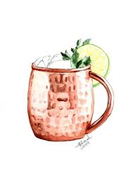 Original Food Drink Painting By Kasia Blanchard Realism Art On Paper Cocktails Moscow Mule Watercolor Paintings Realism Art Cocktails Drawing