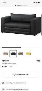 You can also choose a pull out couch bed or futon that will require free space in front of the sofa just. Ikea Askeby Faux Leather Black 2 Seater Sofa Bed Good Condition Ebay