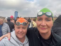 Masters swimmers Jade Homveld, Gordon Stay, Justine and Marga challenged  the icy waters yesterday at the Ebotse Golf and Country Estate Well done  swimmers “Icy Polar bear lkm swim completed this morning