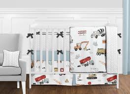 Purple can also work in a boy's room, but you may want to steer from very pale shades or those with a hint of pink. Construction Truck Baby Boy Nursery Crib Bedding Set With Bumper By Sweet Jojo Designs 9 Pieces Grey Yellow Orange Red And Blue Transportation Chevron Arrow Only 189 99