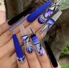 Welcome to the rainbow fingers channel in today's video i'm going to create this easy nail art tutorial.hope you like it.please do like the v. Luxury Aztec Purple Blue Black Theme Press On Nails Slaylebrity
