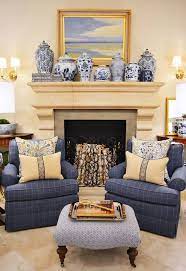 Super king size ottoman bed, blue grey tonal weave & walnut stain plinth £ 749. Blue And Cream Living Room Vignette With Ottoman Blue And White Pots And Vases Seen I Blue And Cream Living Room Blue And White Living Room Yellow Living Room