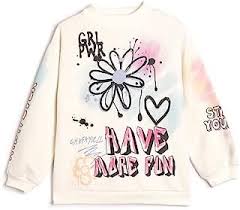 Koton Girls Sweatshirt Brushed Interior Stand Up Round Neck Long Sleeve  Graffiti Printed: Buy Online at Best Price in Egypt
