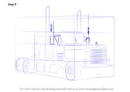 Step By Step How To Draw Peterbilt 379 Truck Drawingtutorials101 Com Peterbilt 379 Peterbilt Old Truck Photography