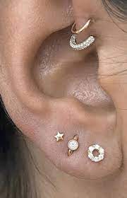 Cute Gold Ear Piercing Ideas Double Helix Jewelry Hoops Ear Jewelry Helix Jewelry Ear Piercings