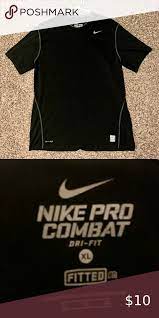 Men S Nike Pro Combat Dri Fit Fitted Black T Shirt Nike Pro Combat Black Tshirt Nike Shirts