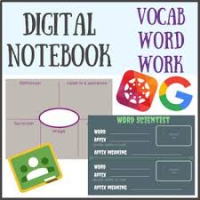 Google Based Digital Notebook For Any Vocabulary Word Or Root Word This Digital Notebook Contains 7 Slides Vocabulary Words Word Work Activities Digital Word