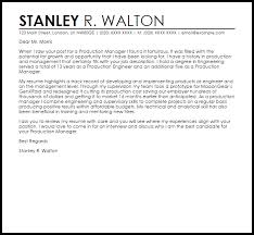 Production Manager Cover Letter Sample Cover Letter Templates Examples