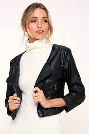 Williams Black Vegan Leather Cropped Moto Jacket Petite Looloo Cropped Moto Jacket Black Vegan Leather Jacket Vegan Leather Jacket