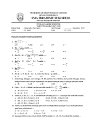 Materi yang diujikan seluruhnya mencakup materi ujian nasional smk. Soal Mtk Peminatan Kls Xii Ipa 2017 Gasal