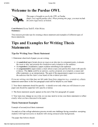 You finally revise your thesis statement purdue more time to look like this:. Purdue Owl 1 Tips And Examples For Writing Thesis Statements By Jonacuso Issuu