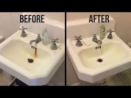 Baikng soda and vinegar both are cleaning. How To Remove Rust Stains From A Porcelain Sink Youtube