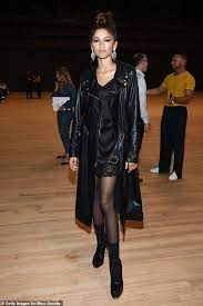Zendaya Brings The Edge In Leather Trench Coat With Lace Slip Zendaya Outfits Fashion Zendaya Style