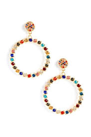Multi Color Glass Mosaic Gemstone Hoop Earrings Gemstone Hoop Earrings Jewelry Multicolor Earrings