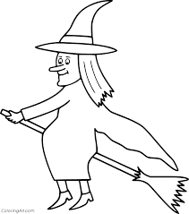 There are pictures of witches on brooms, kids in costume, witches with their cauldrons, with bats or frogs, and many more to choose. Very Simple Flying Witch Coloring Page Coloringall