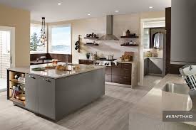 kraftmaid: modern gray and wood kitchen