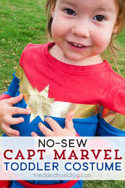 Each family of party supplies offers tableware (table cover, plates, cups, and napkins), decorations, invitations, party favors, and specialty products like games and costumes. No Sew Captain Marvel Toddler Costume Tried True Creative