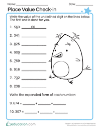 place value check in worksheet education com