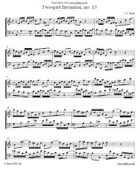 Johann Sebastian Bach 2 Part Invention No 13 Keyboard Or Piano Sheet Music Piano Music Classical Sheet Music