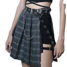 Women High Waisted Skirts Black Shorts T Shirts And Belt In Rock Style Edgy Outfits Womens Skirt A Line Mini Skirt