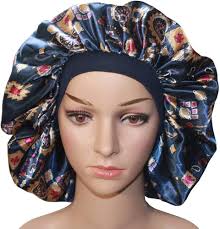 LD Helly Hair Satin Bonnet For Sleeping Shower Caps Silk Chemo Caps with  Elastic Band Night Sleep Cap Bonnets for Black Women Braids (Navy Blue  Flower) : Buy Online at Best Price