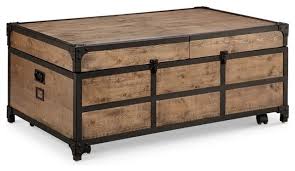Product title amira storage trunk coffee table in white lime wash. Magnussen Maguire Storage Trunk Coffee Table In Textured Natural Industrial Coffee Tables By Homesquare Houzz