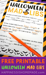 Are you in search of a fun and silly way to entertain your wedding guests? Halloween Mad Libs Printable Happiness Is Homemade