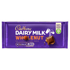 Cadbury Dairy Milk Whole Nut Chocolate Bar 120g - One Stop