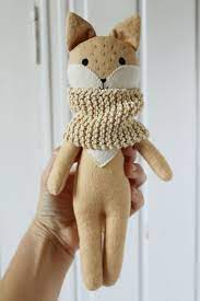 Organic Cotton Fox Doll Eco Friendly Toy Lovey Fox Doll Natural Dyed Flannel Doll Stuffed Animal Organic Toy Cloth Doll Baby Gift Fox Stuffed Animal Fox Doll Monkey Stuffed Animal