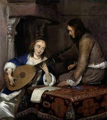 Ticmusart Woman Playing The Theorbo Lute And A Cavalier Ge I M Arte Y Musica Produccion Artistica Arte Barroco