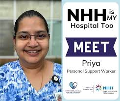 NHH is My Hospital Too! 🏨👏 ✳️ Meet Priya 👋 who is a Personal Support  Worker (PSW) within PASS (Post-Acute Specialty Services) at Northumberland  Hills Hospital. Priya has worked at NHH for