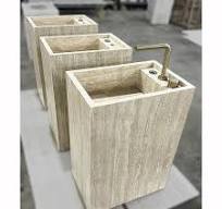 Modern Red Travertine Vessel Sink Natural Stone Basin Irregular Shape Rustic Bathroom Vanity Washbasin Polished Travertine Stone