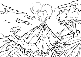 volcano coloring book for kids to print and online