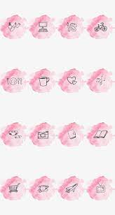 instagram story highlight cover set of 16 pink watercolor nabor znachkov rozovye momenty ikonki socialnyh setej