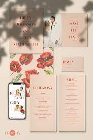 Modern Elegant Wedding Invitations Save The Dates Unique Wedding Invitations Poppies Wedding Invitations Wedding Website