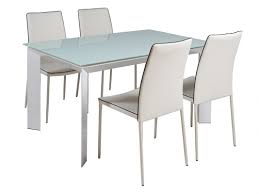 Este moderno juego de comedor es muy fácil de combinar con cualquier estilo de decoración, está confeccionado con metal y madera duradera. Juego Mesa Comedor Cristal Y 4 Sillas Blancas Polipiel