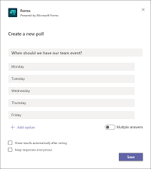 Creating an online poll is easy. Add A Poll To Your Teams Channel Or Chat Office Support