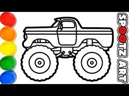 Contoh mewarnai gambar mobil yang keren dari berbagai jenis. Monster Truck Coloring Pages How To Draw A Monster Truck Drawing For Kids Youtube