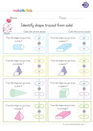 Our premium 1st grade math worksheets collection covers number sense, operations and algebraic thinking. Identify Shape Traced From Solid Shapes Worksheets 3d Shapes Worksheets For Grade 1 Shape Tracing