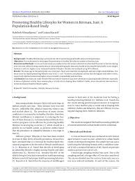 Healthy aging is a hot topic. Pdf Promoting Healthy Lifestyles Among The Women Of Kerman Iran A Population Based Study