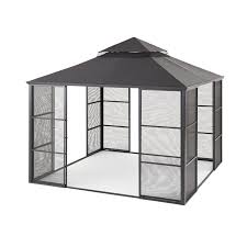 Hampton Bay Gazebo Replacement Top For 11 Ft X 11 Ft Aluminum Full Screen Gazebo Fsc 17008 Roof The Home Depot Screened Gazebo Gazebo Hot Tub Gazebo