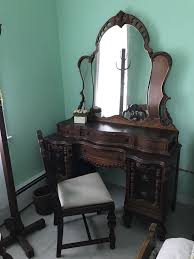 Victorian 3 Piece Burled Walnut Bedroom Set Includes Vanity With Chair High Boy Dresser With Mirror Orn Walnut Bedroom Bedroom Set Vintage French Furniture
