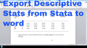 Export The Descriptive Stats From Stata To Word Youtube