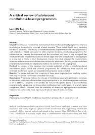 Because most researchers carry out programmatic research, their new research ideas are likely to build directly on their (and others') previous research. Pdf A Critical Review Of Adolescent Mindfulness Based Programmes