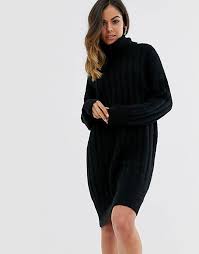 Check spelling or type a new query. New Look Robe Pull Col Roule Avec Fini Cotele Noir Asos