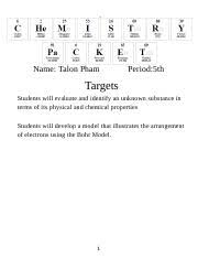 ﻿answer key of worksheet # 1 democritus proposes the atom 1. Bohr Model Practice Docx Name Period Targets Students Will Evaluate And Identify An Unknown Substance In Terms Of Its Physical And Chemical Properties Course Hero