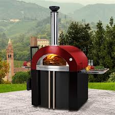 4 retractable handles on the oven for easy lifting; Forno Venetzia Bellagio 300 44 In Red Outdoor Wood Fired Pizza Oven Lowe S Canada