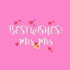 Voeux de bonheur pour votre mariage. Mariage Mignon Meilleurs Voeux Mme Mme Carte De Voeux Felicitations Pour Un Couple De Lesbiennes Avec Des Coeurs Roses Et Des Anneaux D Or Sur Fond Rose Banque D Images Et Photos Libres De